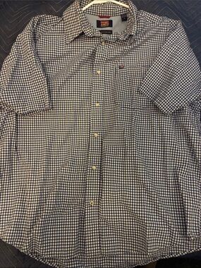 Wrangler Blue and White Short Sleeve Check Button-Up Shirt